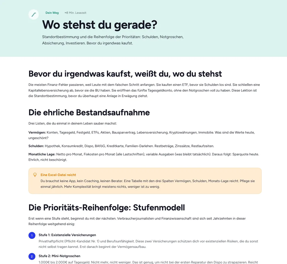 Schulungsunterlagen in der Finanzstarter-Software